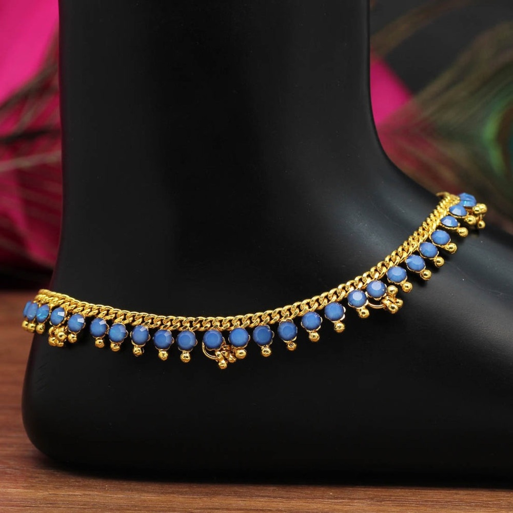 Blue and Gold Tennis Ankle Bracelet